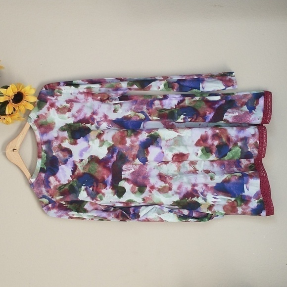 LOGO Lori Goldstein Floral Lace Blouse Casual Business Dress Blouse Top Size Sma - Picture 7 of 7